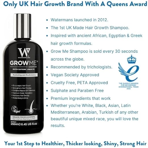 Watermans Grow Me Hair Care Shampoo For Unisex, 250 Ml